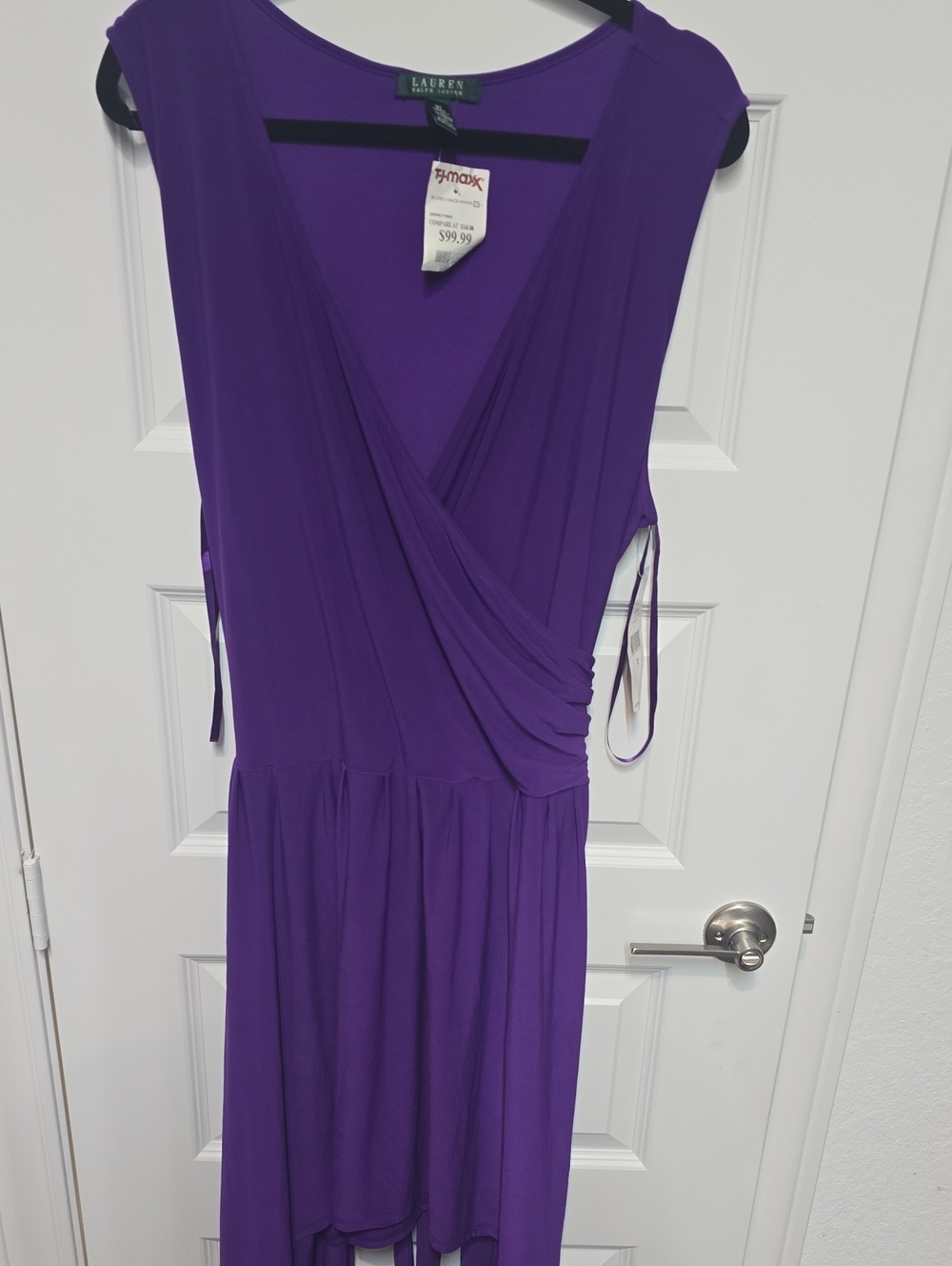 Ralph Lauren Purple Sleeveless Wrap-Style Midi Dress